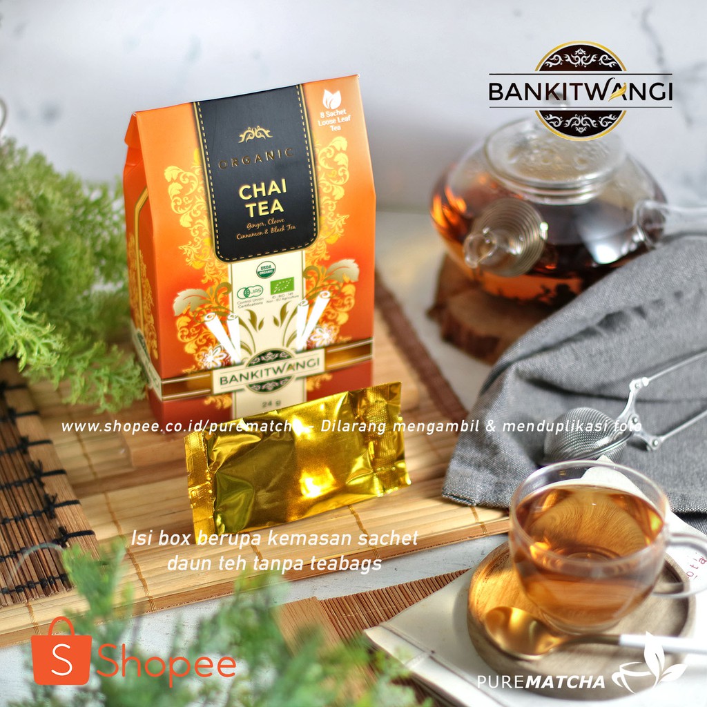 

Bankit Wangi - CHAI TEA Organic 3gr Kemasan Sampel Ginger Black Tea Cinnamon Premium BangkitWangi