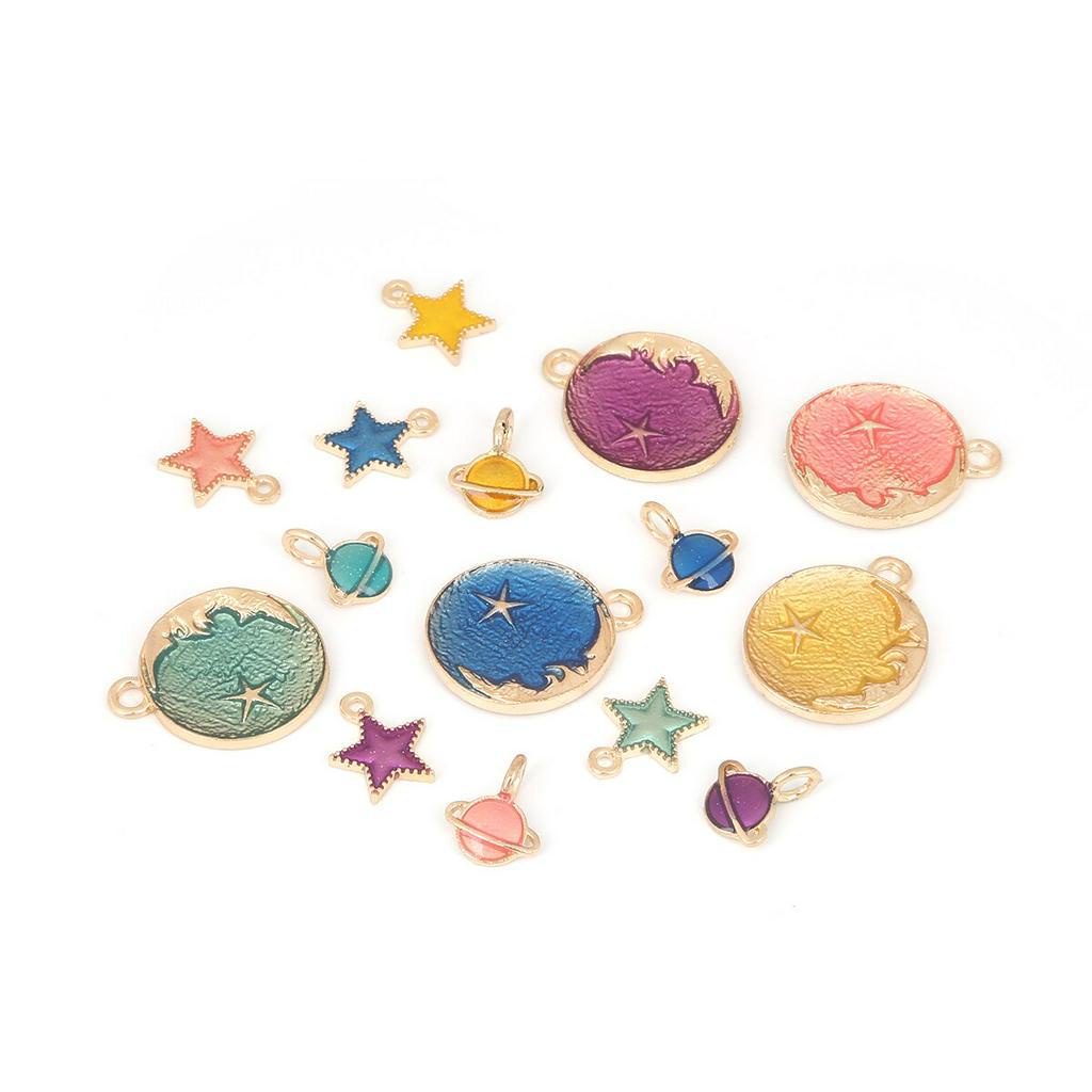 CHARMS 5-10pcs Liontin Bentuk Bulan Bintang Planet Bahan Alloy Untuk Membuat Perhiasan Diy