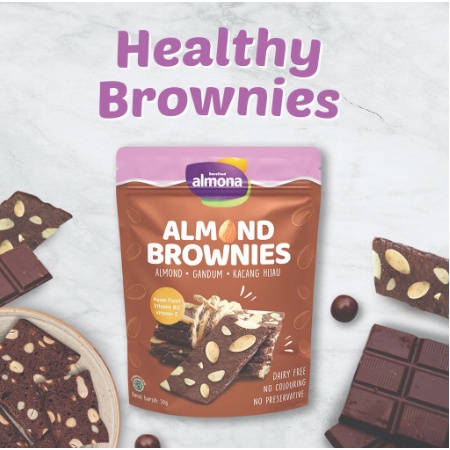 Almona Almond Brownies 50gr - Snack Sehat