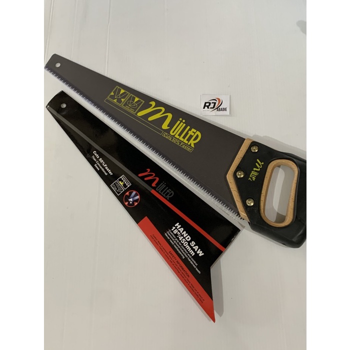 Gergaji / Graji Gorok 3 Asah Gagang Kayu + Karet Fiber Muller 18&quot; inch