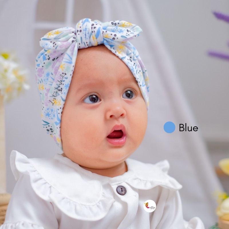 Turban Anak Bayi Perempuan Model Pita Ikat Fullprint newborn 0-3 Tahun Premium by Listiaforkids