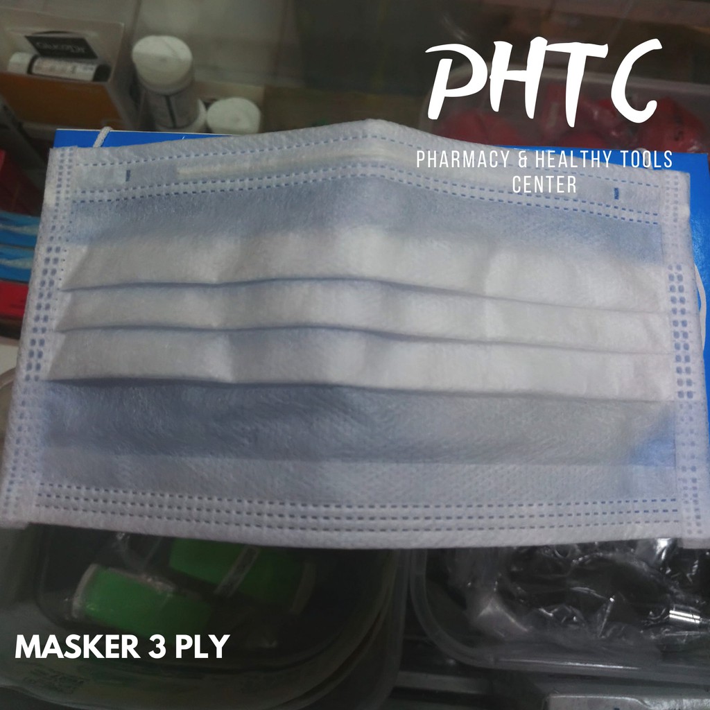 Masker Karet Putih OneMed box 50pcs / Masker 3 Ply 3Ply isi 50 earloop