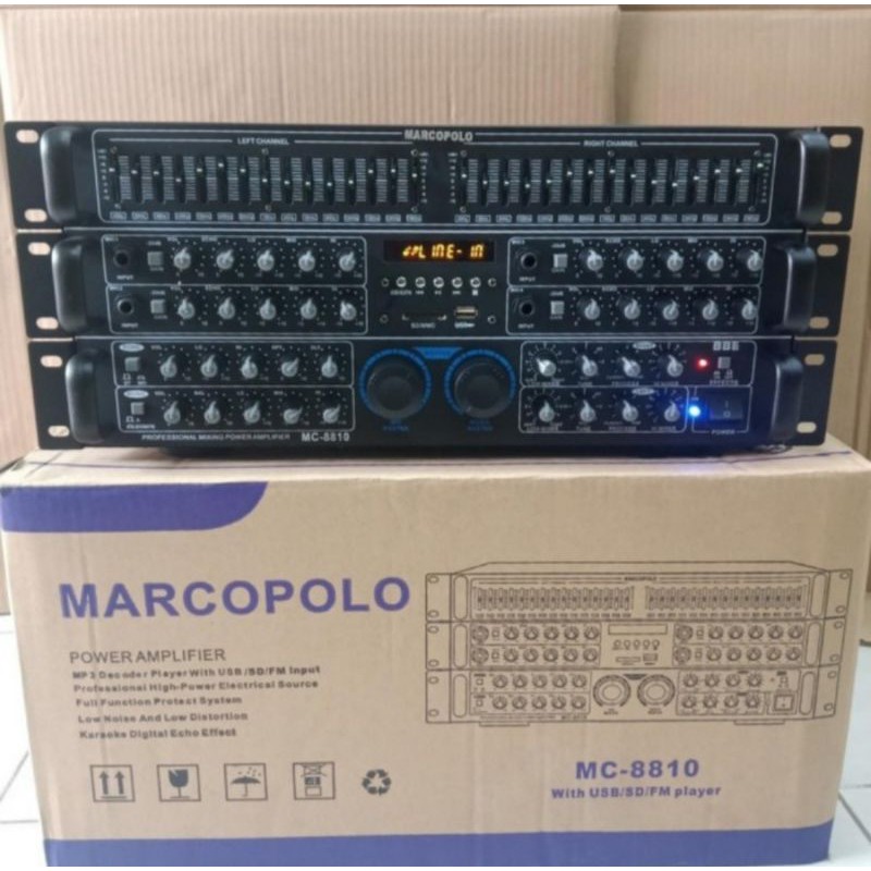 Power Amplifier Mixer + BBE + Equalizer + Bluetooth MARCOPOLO MC-8810