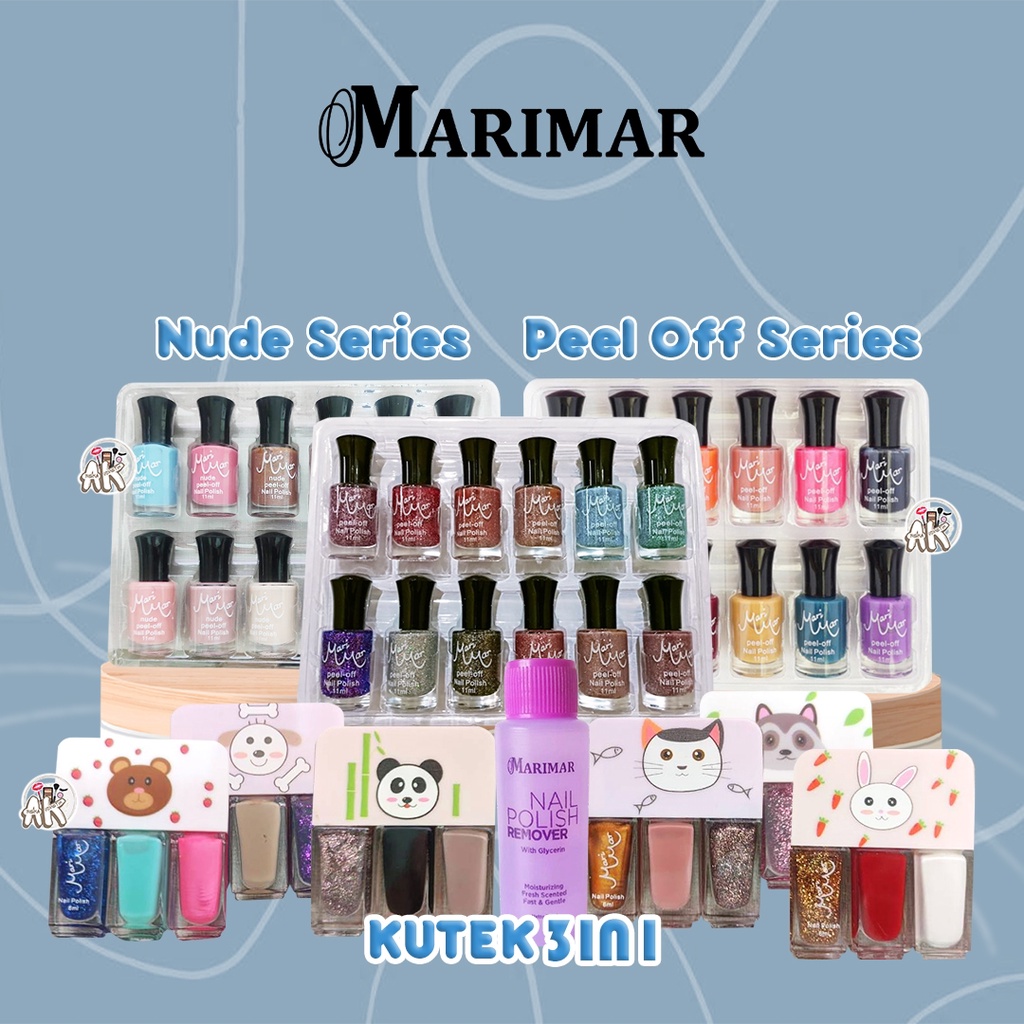 MARIMAR NAIL POLISH REMOVER 70ml / MARIMAR KUTEK PEEL OFF NUDES / MARIMAR KUTEK 3IN1 / MARIMAR KUTEK PEEL OFF GLITTER (ECER)