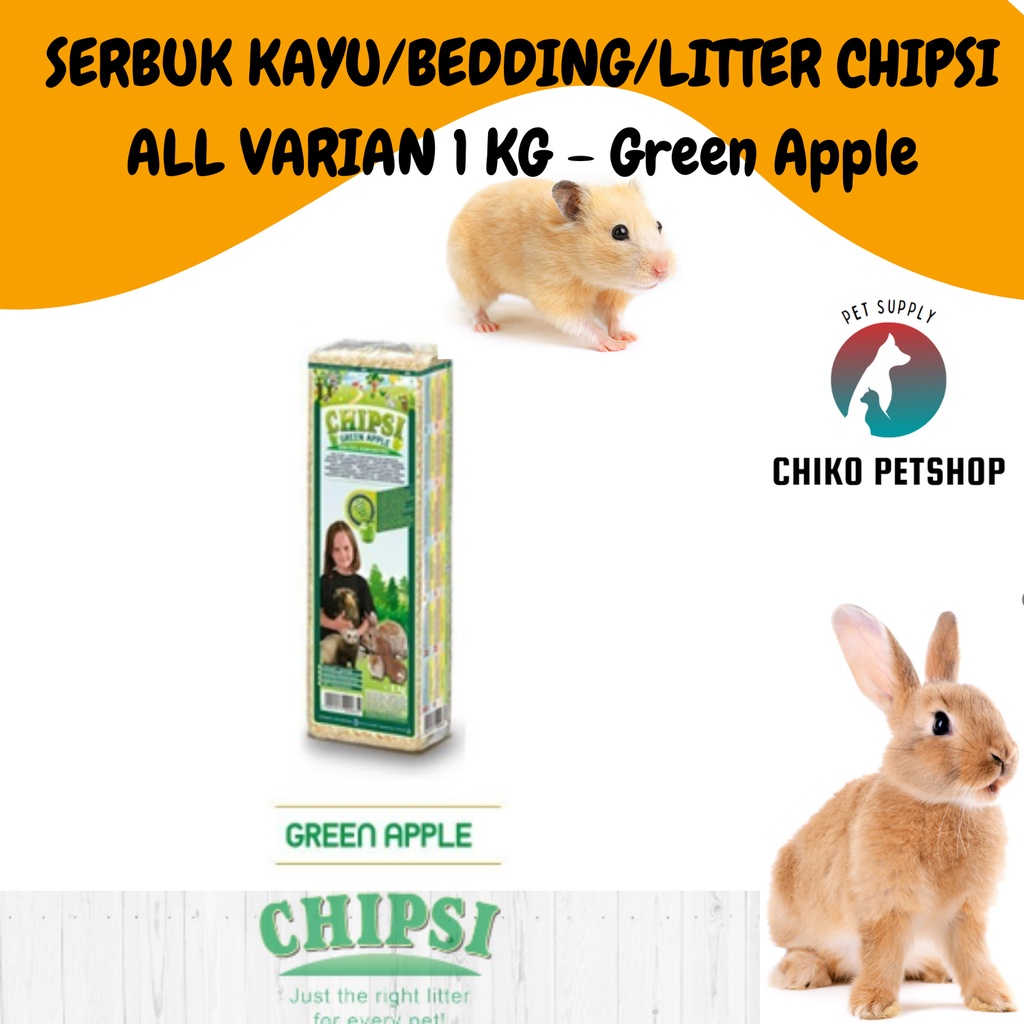 SERBUK KAYU/BEDDING/LITTER CHIPSI ALL VARIAN 1 KG  Untuk  Hamster Kelinci