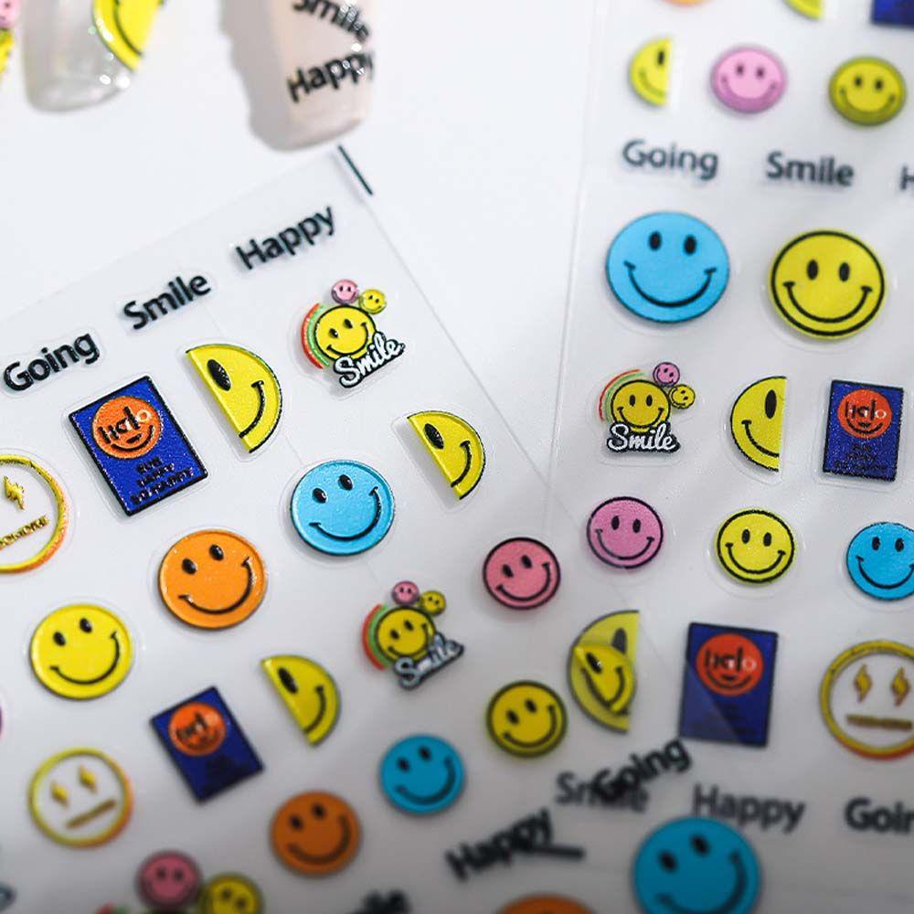 AUGUSTINA Agustinina Kartun Stiker Kuku Lucu Fashion Smiley Animal Melody Perekat Diri DIY Nail Art Dekorasi