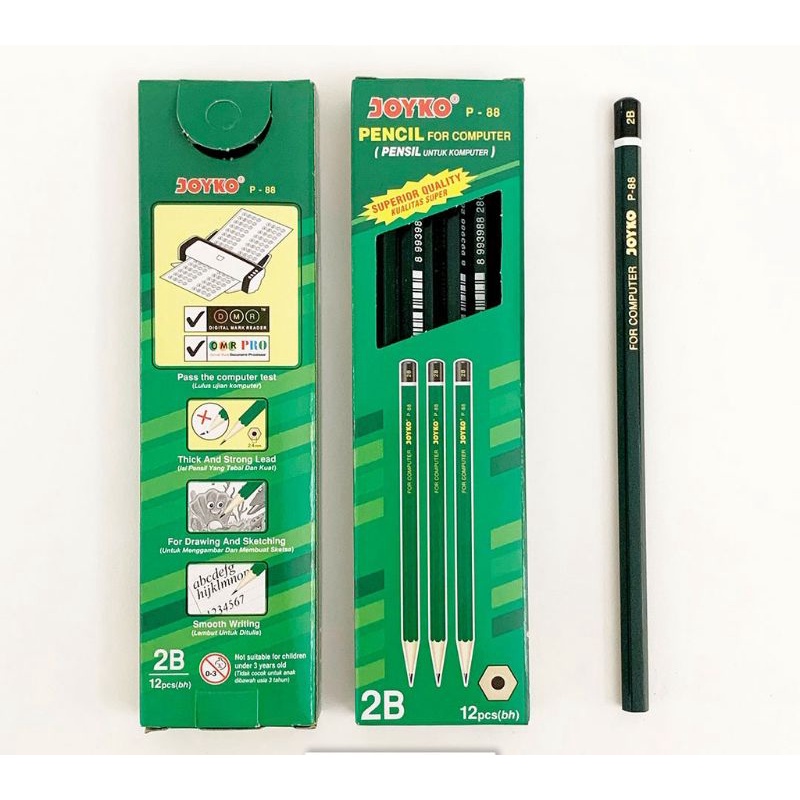 

pensil komputer 2b merk joyko superior quality warna hijau ecer