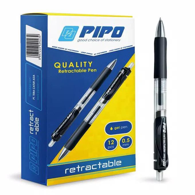 

Discount Pipo Retractable Gel Pen 0.5Mm Hitam Isi 12 Pcs Murah