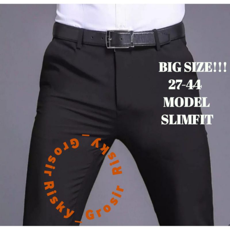 Celana Kantor Formal Kerja Bahan Dasar Pria Slimfit Size 27-44 Bige Size