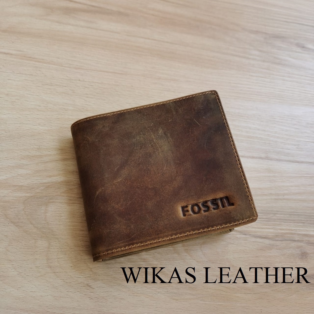 Dompet Pria Kulit Asli Model Tidur WKS-13 Tekstur Kulit Crazy Horse-5