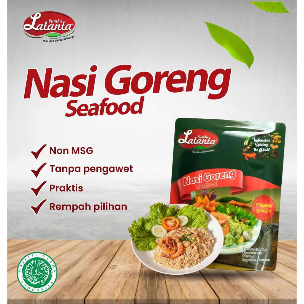 

Bumbu Instant Nasi Goreng SEAFOOD Non MSG (1 PACK ISI 3 SACHET) Untuk 3-5 porsi