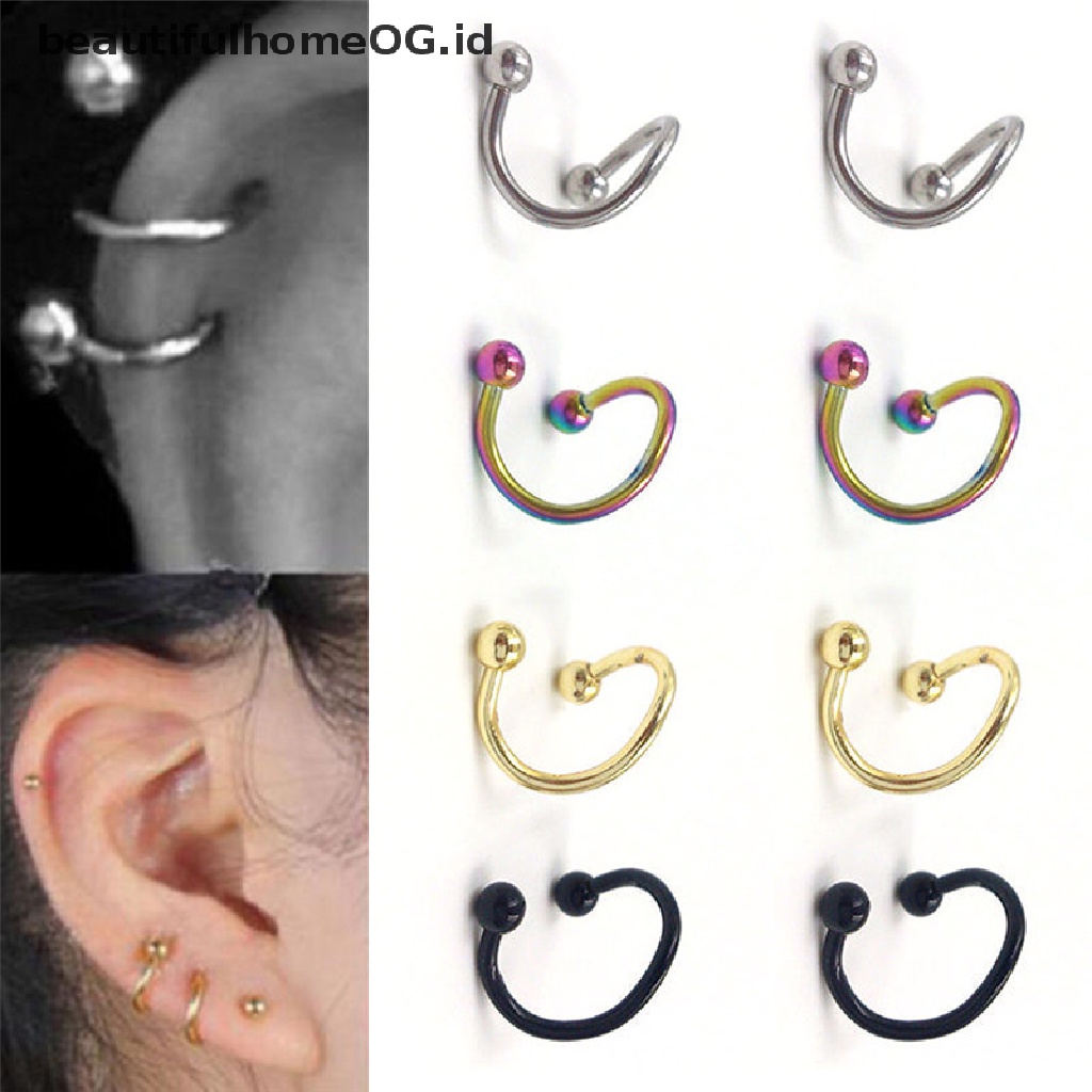 Cincin Tindik Telinga / Hidung / Tubuh Bentuk Spiral Bahan Stainless Steel Gaya Punk