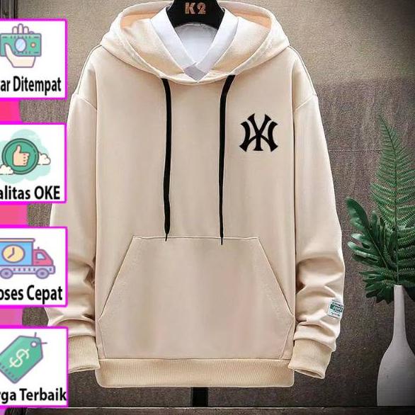☝ Sweater Hoodie Fleece Pria NY | Simple Sweater Cowok Kekinian NY New York Switer ۞