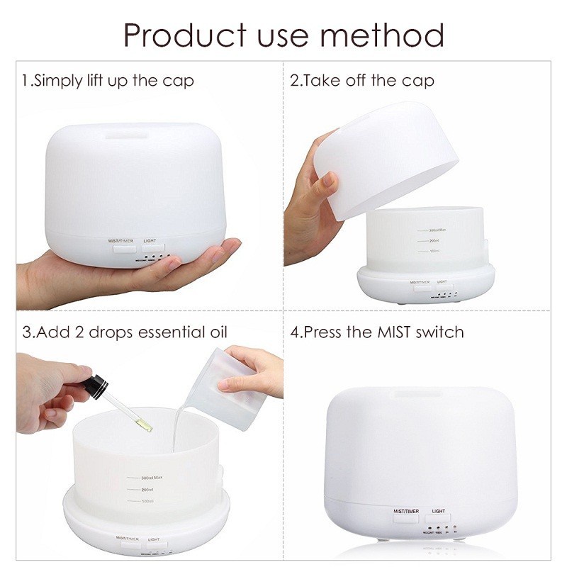 Taffware Air Humidifier Aromatherapy Oil Diffuser + 7 LED - HUMI H770 - White