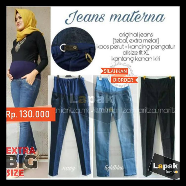 Boom Sale Celana Hamil Wanita Celana Jeans Cewek Skiny Celana Kerja Slimfit Baru - Biru Muda, L Fit