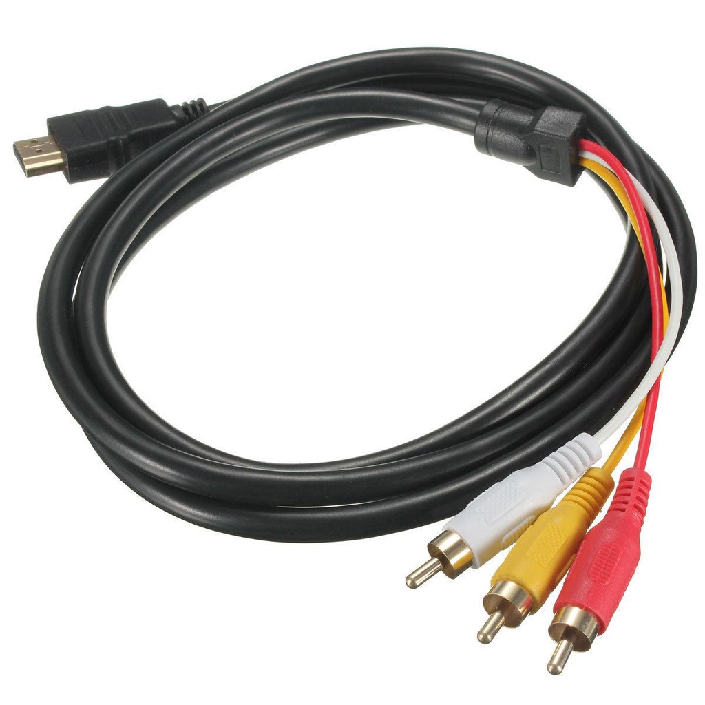 POPULAR Populer HDMI Male To 3kabel RCA Baru Untuk TV HDTV DVD Hitam Audio Video AV Cord