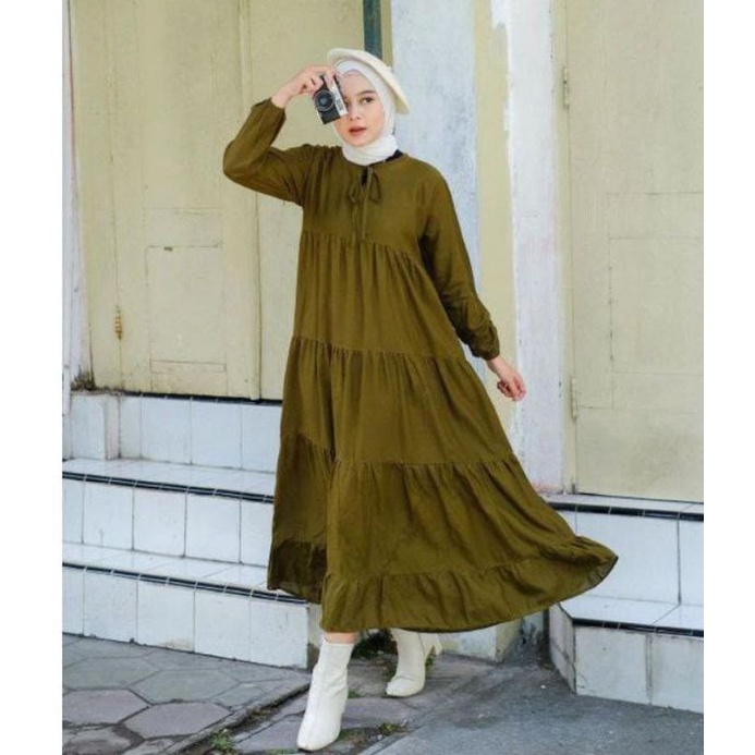 SOJIN MIDI DRESS MUSLIM TERMURAH MIDI KOREA SUSUN KERAH CANDY LADY MOELA MIDI