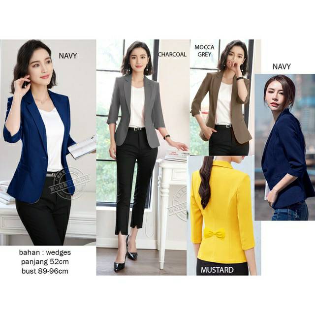 Bow back blazer pita putih hitam 7per8 warna  blazer kerja wanita blazer kantor