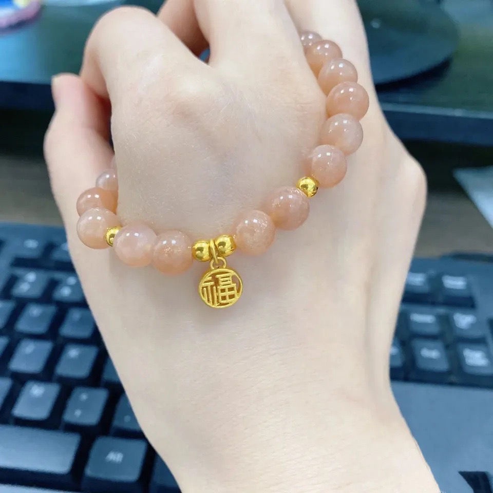 Gelang Manikmanik Onyx Pink Hias Kristal Gaya Koreatrendy Untuk Wanita