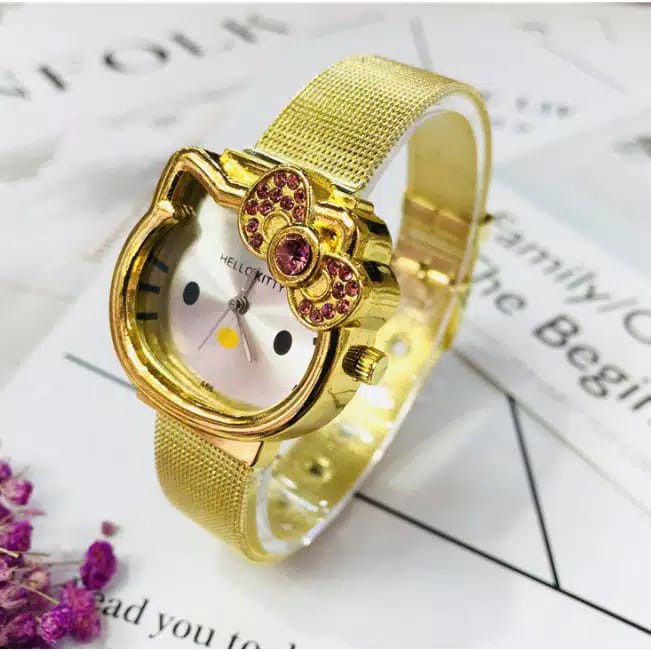 Jam Tangan Fashion Anak-Anak Korea Karakter Hello Kitty Pasir HK-175