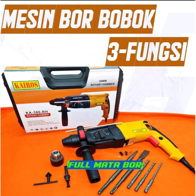 MESIN BOR BOBOK TEMBOK BETON LISTRIK HAMMER IMPACT DRILL KA-380-RH KAIROS/ JET HAMMER DRILL KAIROS KA-380-RH