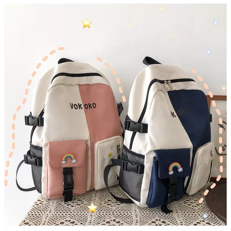 [COD] Tas Ransel Populer 2023 Backpack Murah Tas Punggung Perempuan Sederhana Backpack Sekolah SD SMP SMA Ransel Wanita Remaja Gendong Cewek Kasual Model Kekinian Korean Style