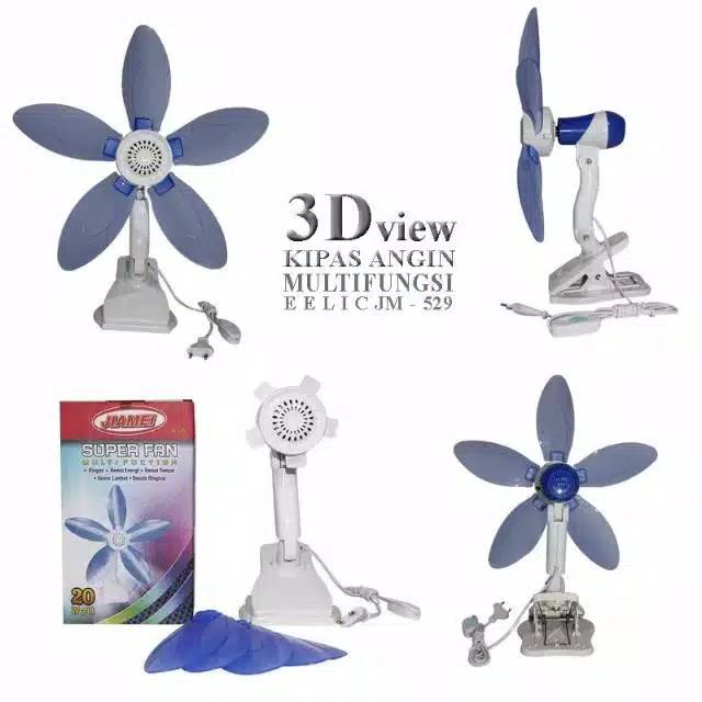 mini fan jepit 20w/ kipas angin 5baling baling /fan jepit 20w