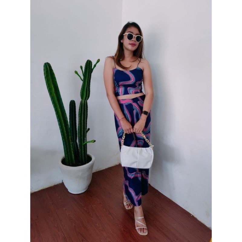 SET VANESSA//ONE SET TANKTOP CACING (TANKTOP + KULOT) // ONE SET ATIKA BAHAN RAYON PREMIUM BALI MOTI