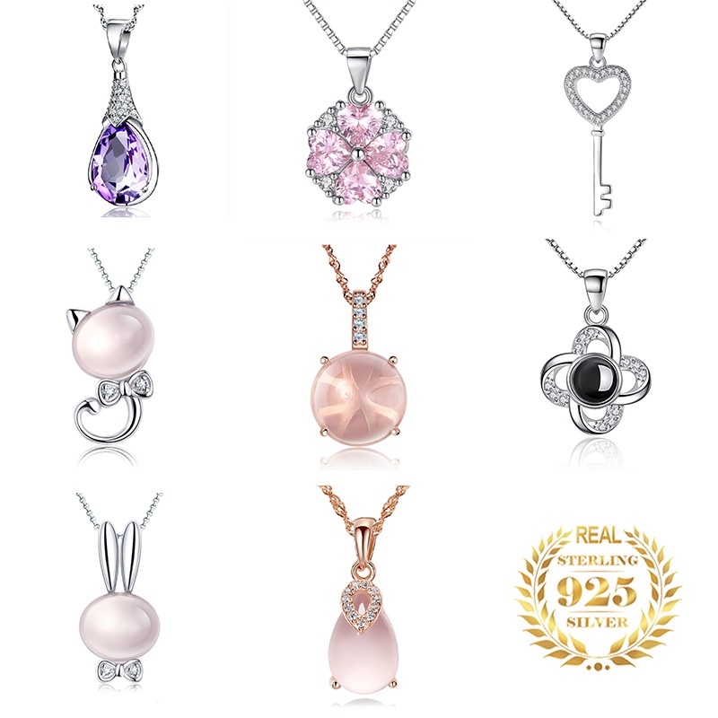 925 liontin perak murni untuk wanita liontin berlian perhiasan kalung fashion DZ-009