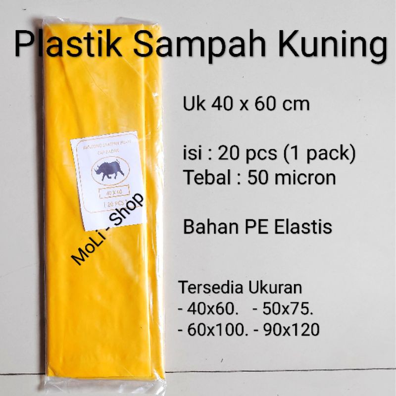 Kantong Plastik Sampah Kuning uk 40x60 (20pcs), TrashBag kuning, plastik medis, plastik infeksius