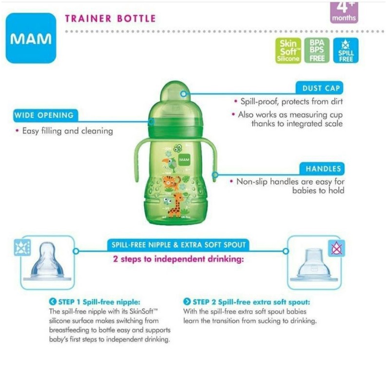 [Harga Promo] MAM Trainer with Spill Free Teat &amp; Spout | Baby Training Cup | Soft Spout Cup