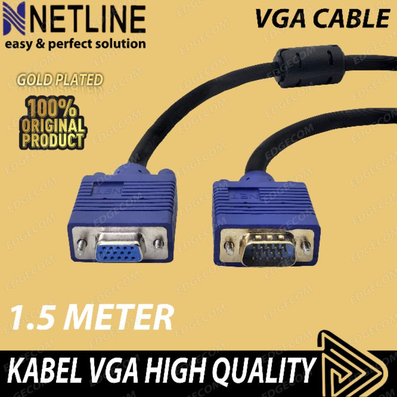 NETLINE Kabel VGA Male to Female 1,5 Meter HIGH QUALITY