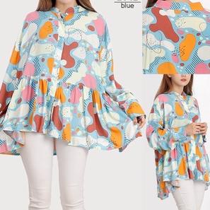Bagus Banget.. KEMEJA WANITA BAJU ATASAN JUMBO BIGSIZE OVERSIZE PEPLUM LD 135cm XXXL KOREAN STYLE 20