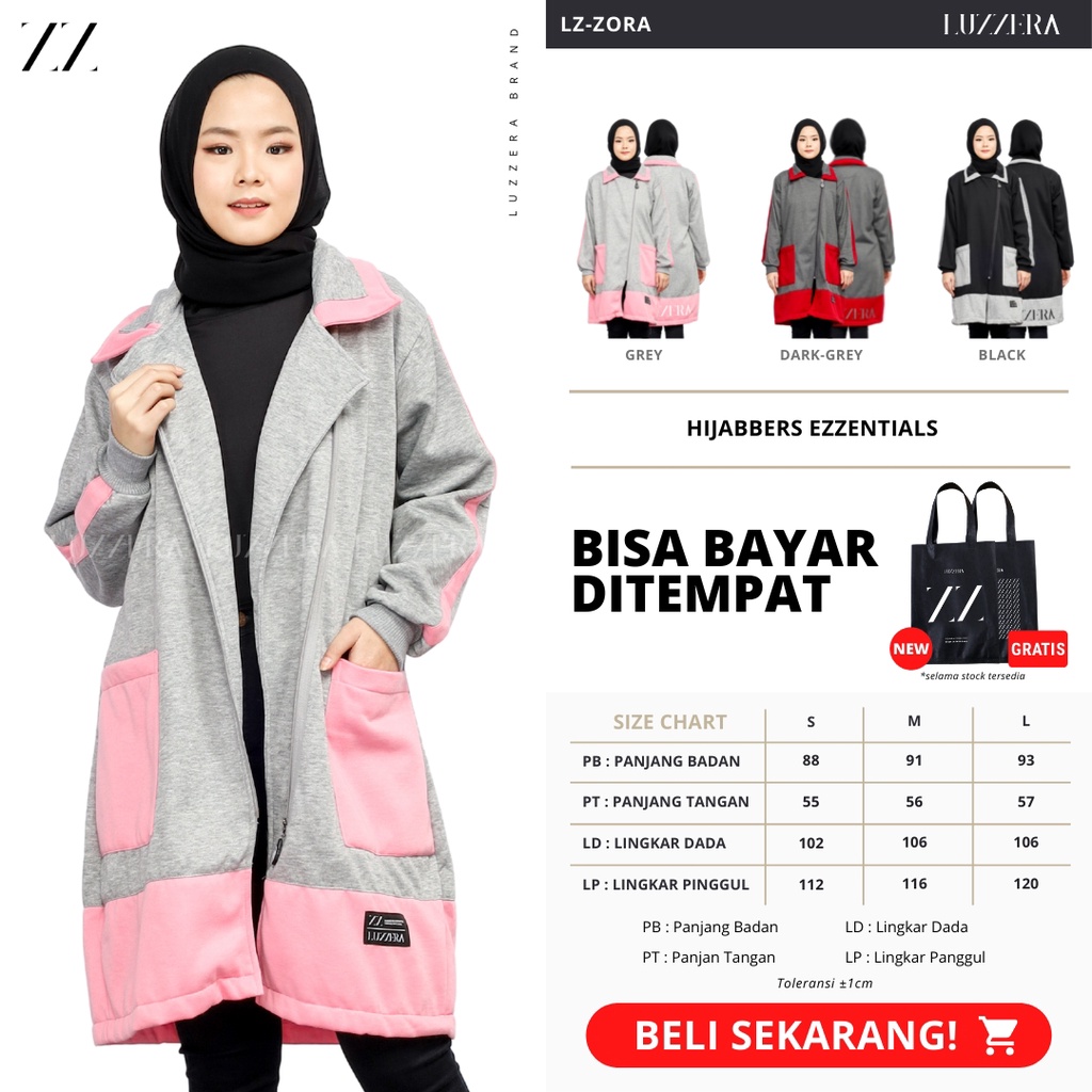 LUZERA ZORA - Jacket Wanita Muslimah Jaket Hijaber Jaket Panjang