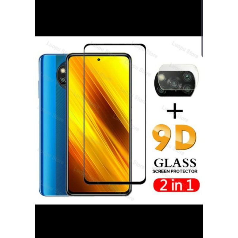 Tempered Glass 9D Poco X3 NFC  POCO X3 PRO + Tg Lensa Camera 2in1