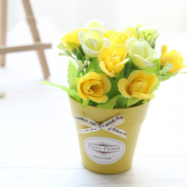 BUNGA PAJANGAN BUNGA MINI SET POT GELAS BUNGA PLASTIK HIAS BUNGA GELAS IMPORT BP8823-6