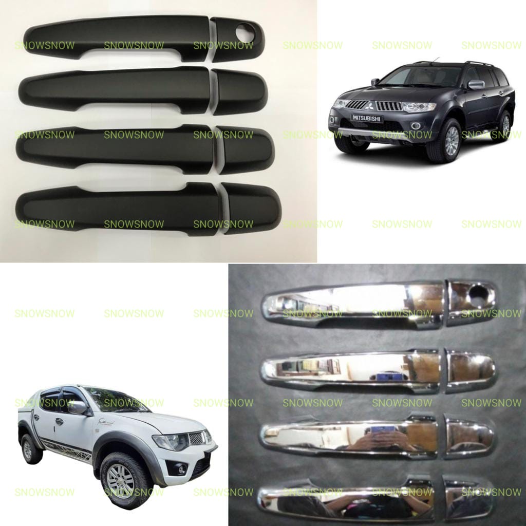 Cover Handle Pintu Pajero Triton 2010 2015 Chrome Hitam 1 Lubang