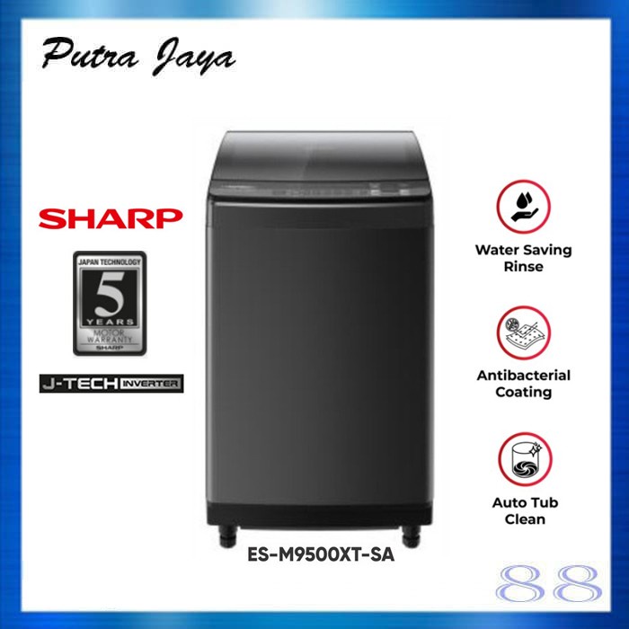 Sharp Mesin Cuci 1 Tabung 9.5KG ES-M9500XT-SA / ESM 9500 XTSA / 9500XT