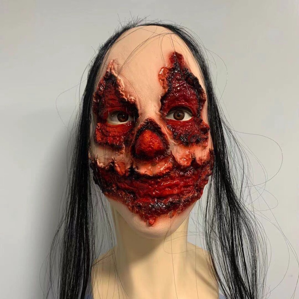 TOL-50 topeng latex karet full head wajah koyak badut rumah hantu halloween mask