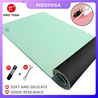 Matras yoga bahan TPE 6mm / 8cm lebar warna Macaron tebal non slip