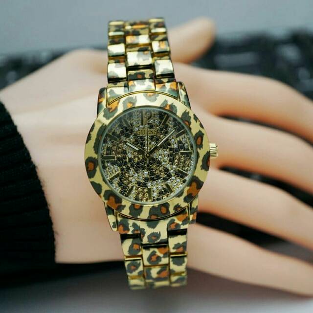 Jam Tangan Elegan Guess Leopard Super