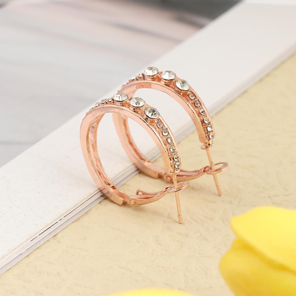 Nanas Berlian Imitasi Anting Hoop Trendi Wanita Gadis Hoop Stud Earrings