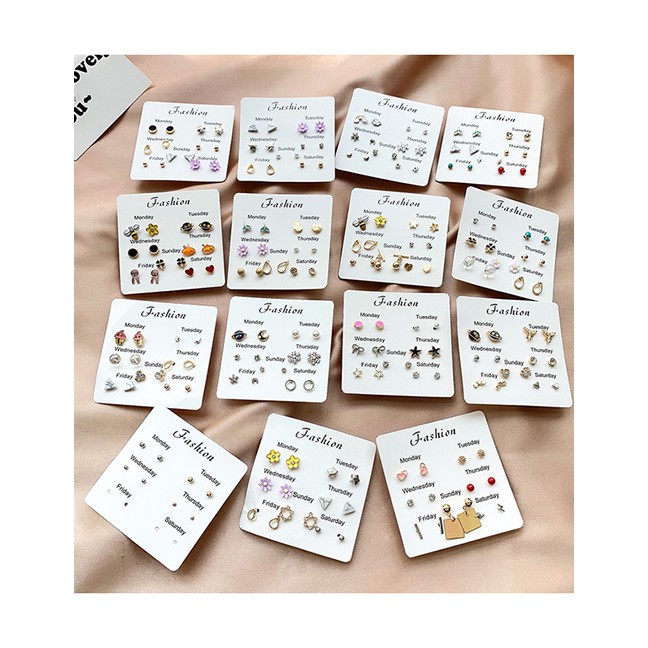 LRC Anting Tusuk Set Fashion Diamond Stud Earrings Set