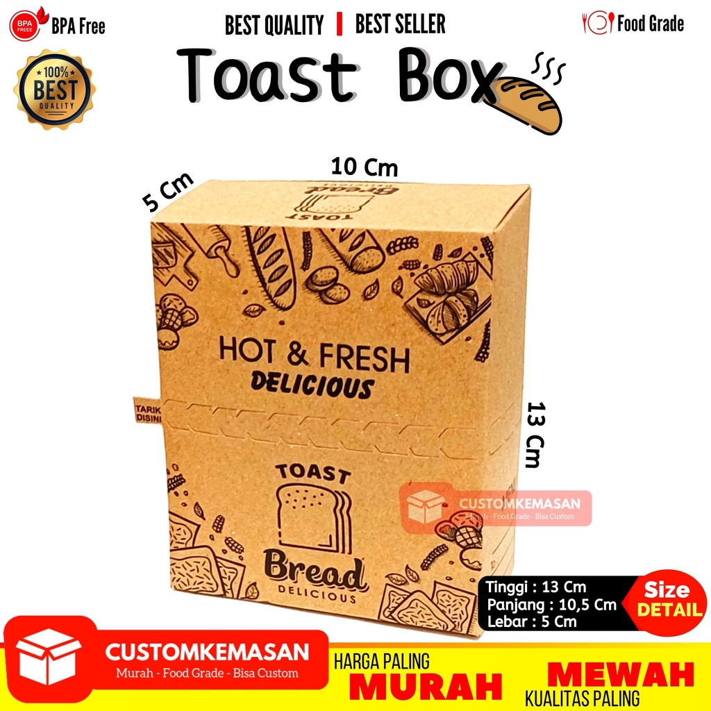 Toast Box Motif / Toast Tray / Dus Roti Bakar / Box Roti Toast / Kemasan Roti Bakar