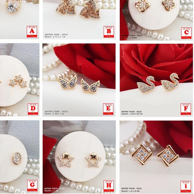 ✨PROMO  AT 010 Anting Tusuk Murah Perhiasan Wanita Lapis Mas 18K Imitasi Giwang Xuping Subang Tindik
