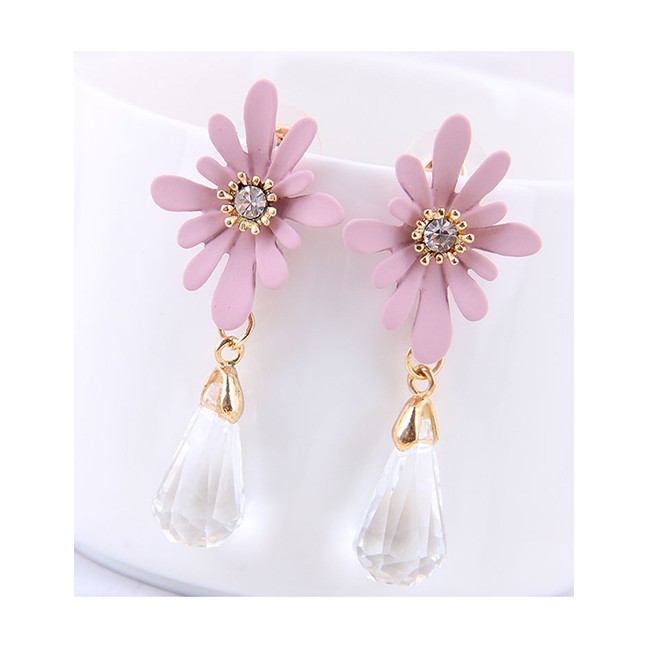 LRC Anting Tusuk Fashion 925 Silver Needle Daisy Drop Earrings A58441