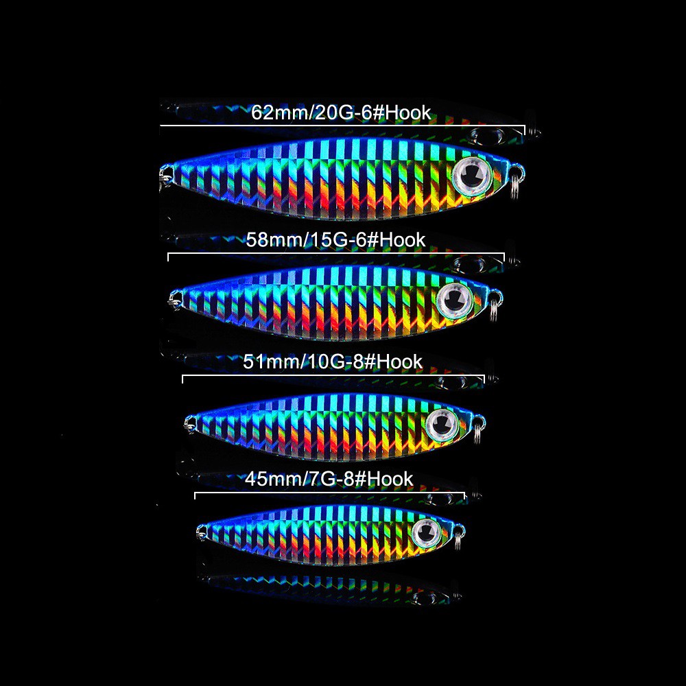 Shengyao 1Pcs New Luminous Laser Metal Jig Spoon Umpan Pancing Swimbait 7g/10g/15g/20g Fishing Lure Ikan Bass Sinking Bait Jigging