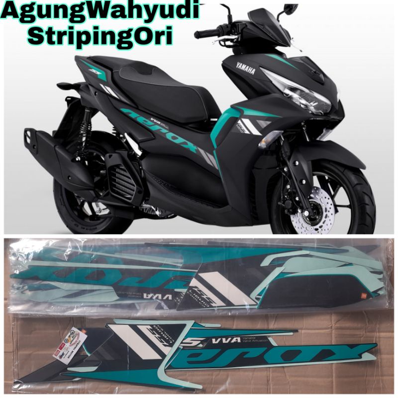 STIKER STRIPING LIS BODY MOTOR YAMAHA NEW AEROX HITAM HIJAU 2021 CONNECTED 155 ORIGINAL 2020 2022