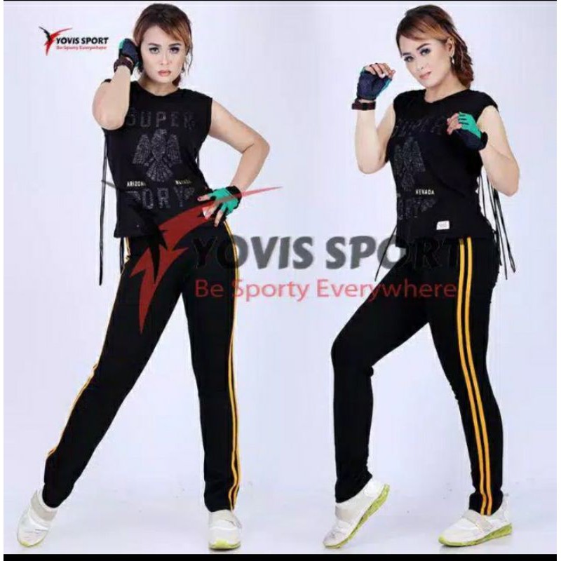 CELANA OLAHRAGA PANJANG HITAM YOVIS SPORT
