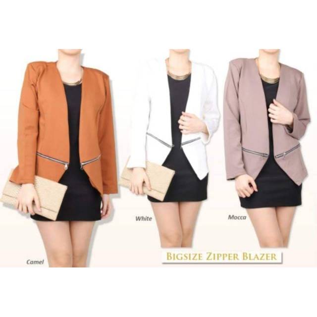 Zipper blazer bigsize jumbo xxxl wanita kerja kantor